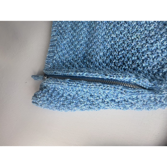 Talbots Sweater XL Blue Side Zip Chunky Knit Pullover Flecked 100% Cotton - Picture 4 of 4